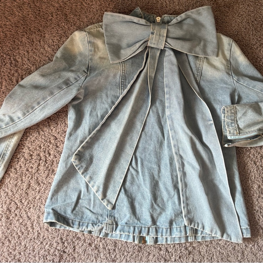 Stylish Denim Bow Jacket